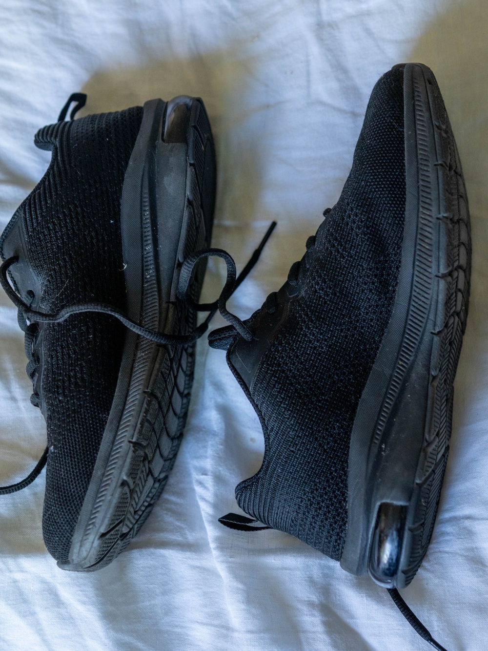 Men's Black Knit Athletic Sneakers - Lightweight Comfort